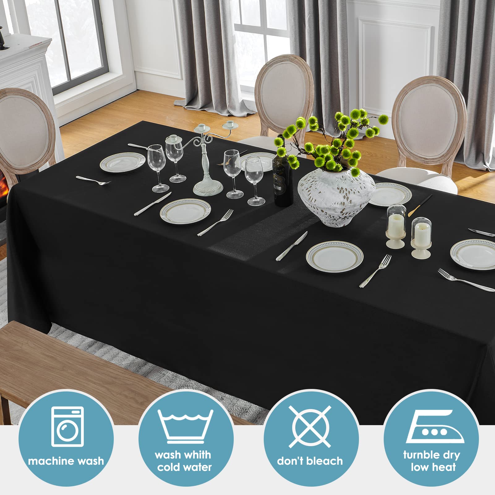 VidaFete mantel rectangular negro sirve para buffets, fiestas y bodas al aire libre