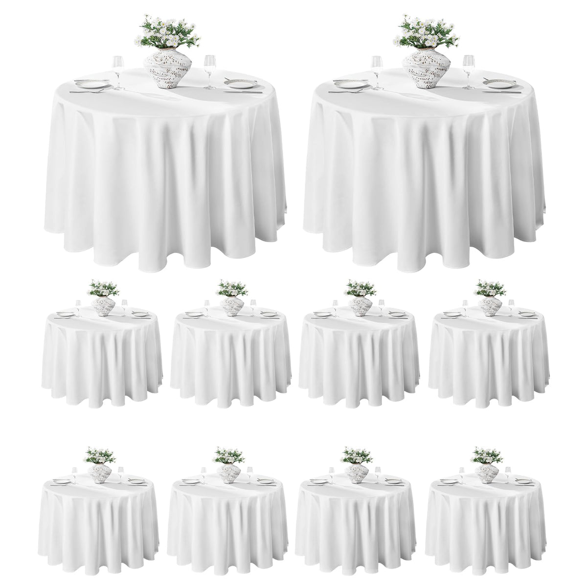 VidaFete funda mesa redonda 120 pulgadas blanca, protege y decora la mesa para cenas.