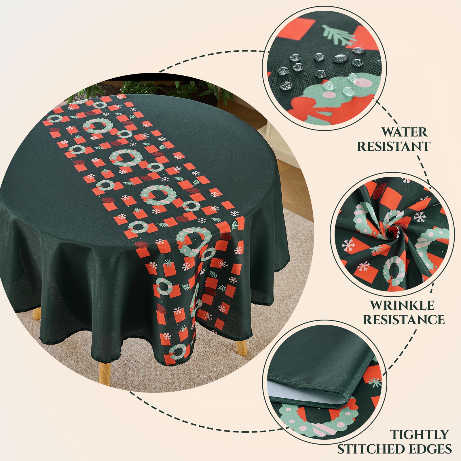 VidaFete mantel para mesa redonda de 60 pulgadas, ajuste perfecto para fiestas.