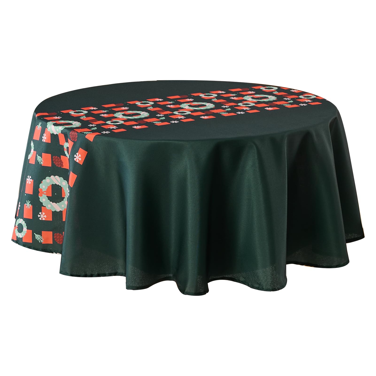 VidaFete mantel navideño redondo verde, ideal para cenas festivas y protección de mesa.