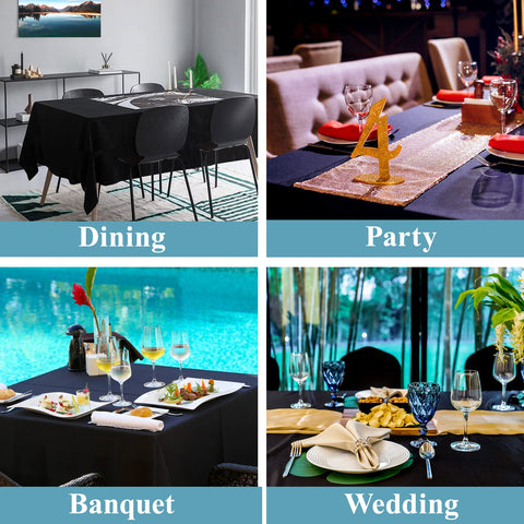 VidaFete mantel rectangular negro ideal para banquetes y celebraciones con fácil limpieza