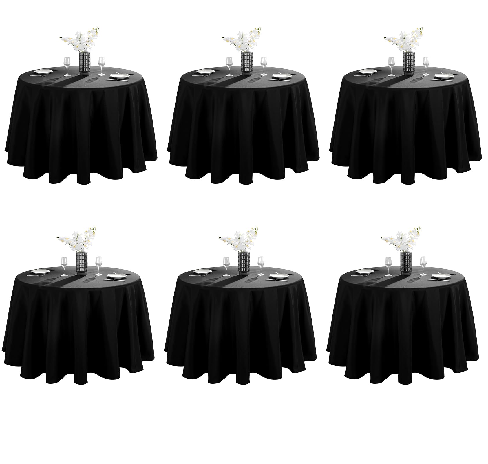 VidaFete mantel redondo negro de 120 pulgadas protege la mesa con estilo.