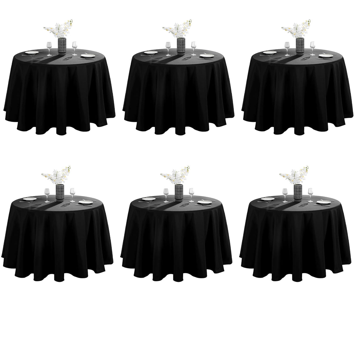 VidaFete mantel redondo negro de 120 pulgadas protege la mesa con estilo.