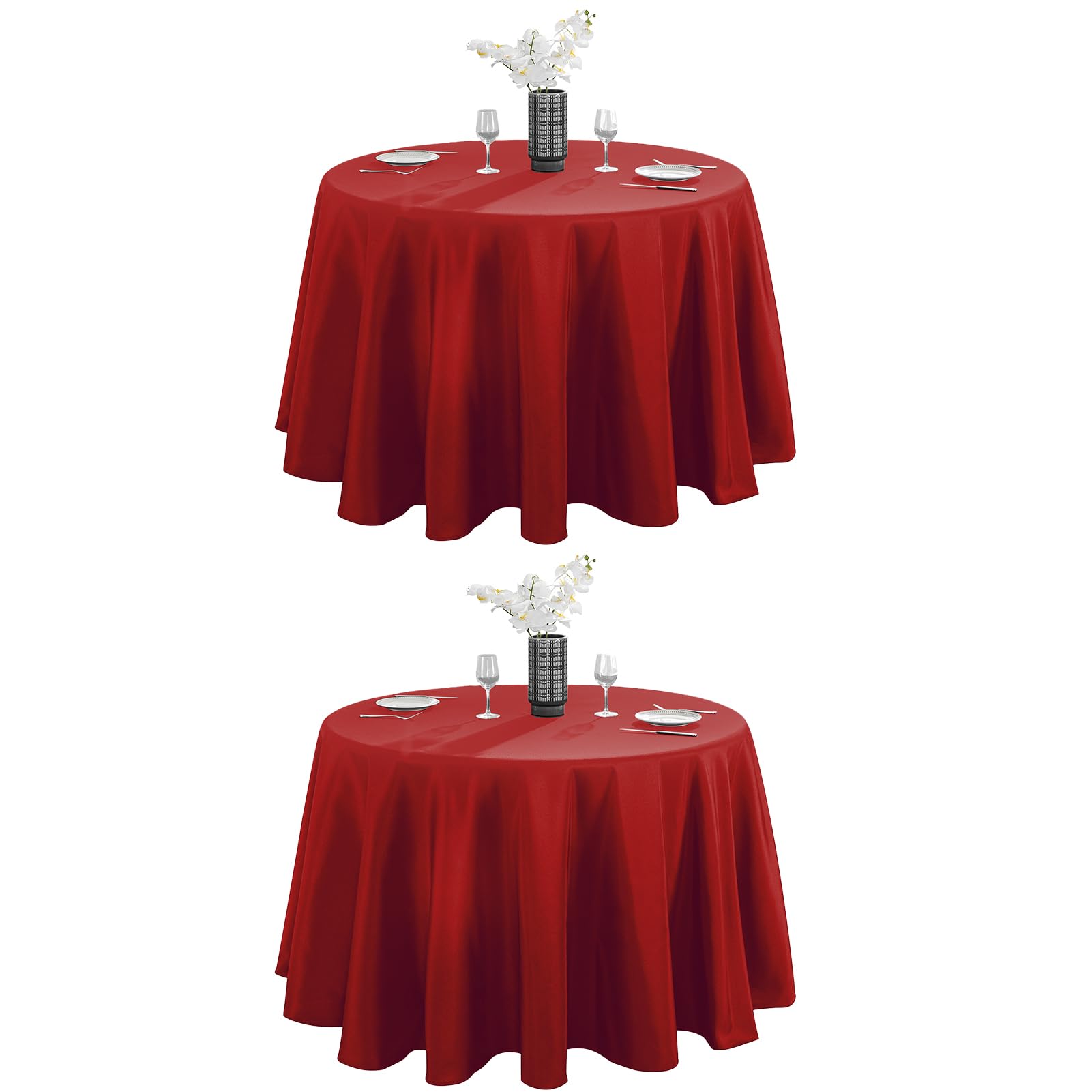 Mantel VidaFete redondo de 120 pulgadas protege la mesa y aporta color.
