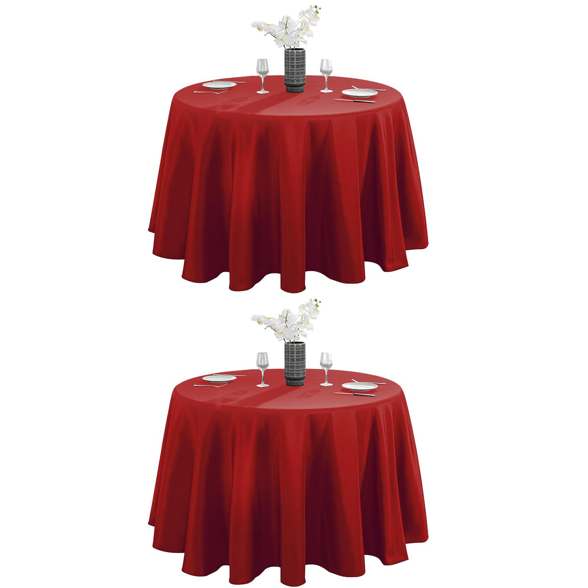 Mantel VidaFete redondo de 120 pulgadas protege la mesa y aporta color.