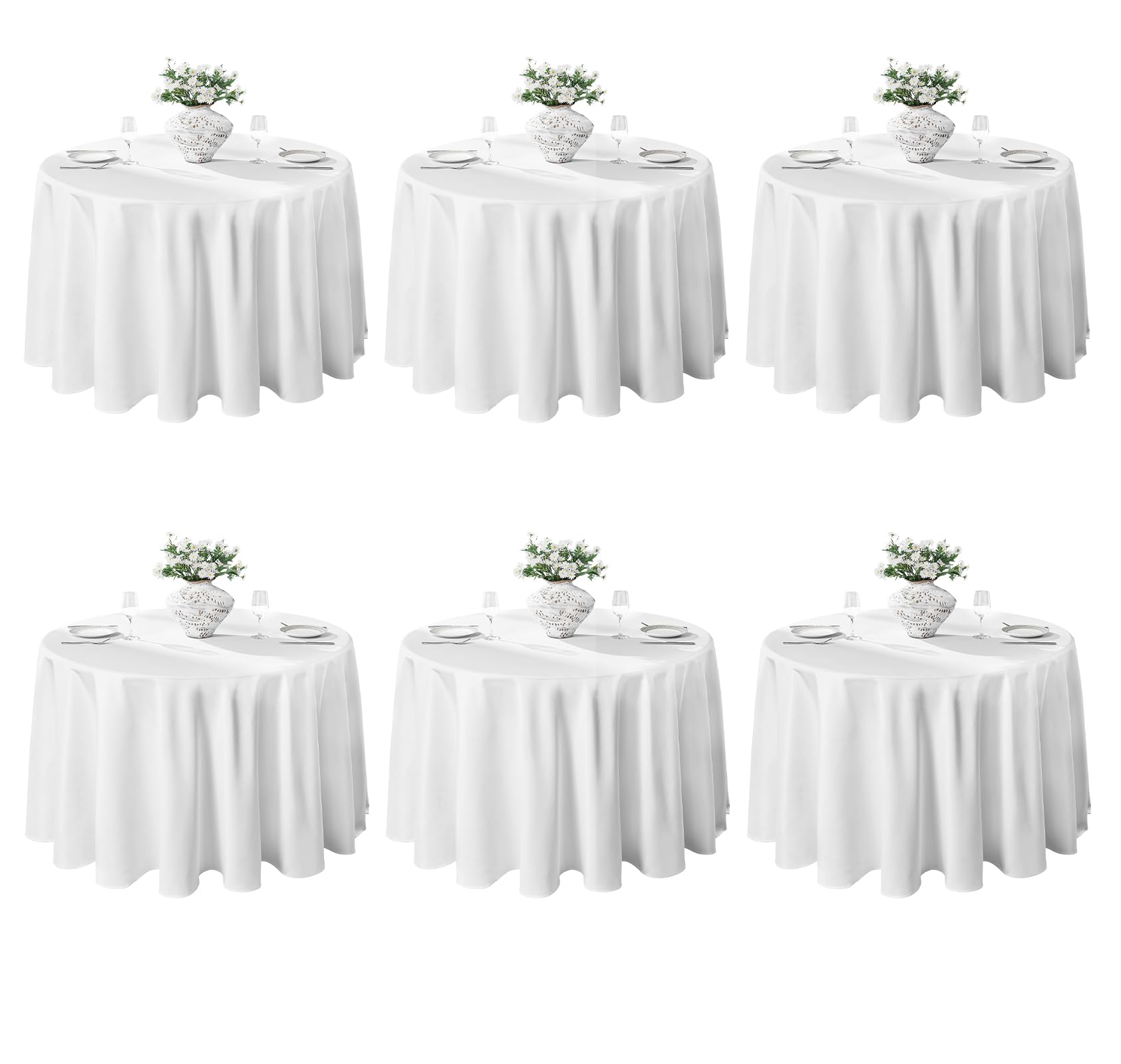 Mantel VidaFete blanco de 132 pulgadas para mesas grandes.