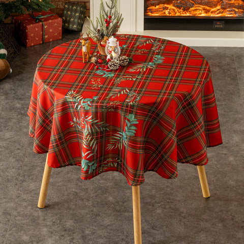 VidaFete mantel resistente al agua rojo, ideal para cenas navideñas sin salpicaduras.