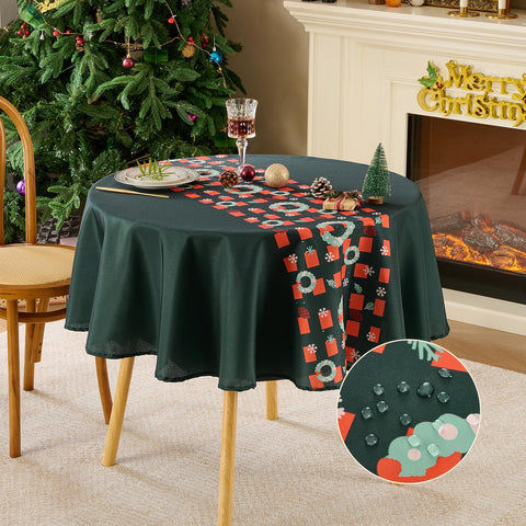 VidaFete mantel patron copos piñas, ideal para cenas navideñas tranquilas.