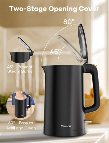 Viemon hervidor eléctrico con boquilla de acero inoxidable y goteo mínimo