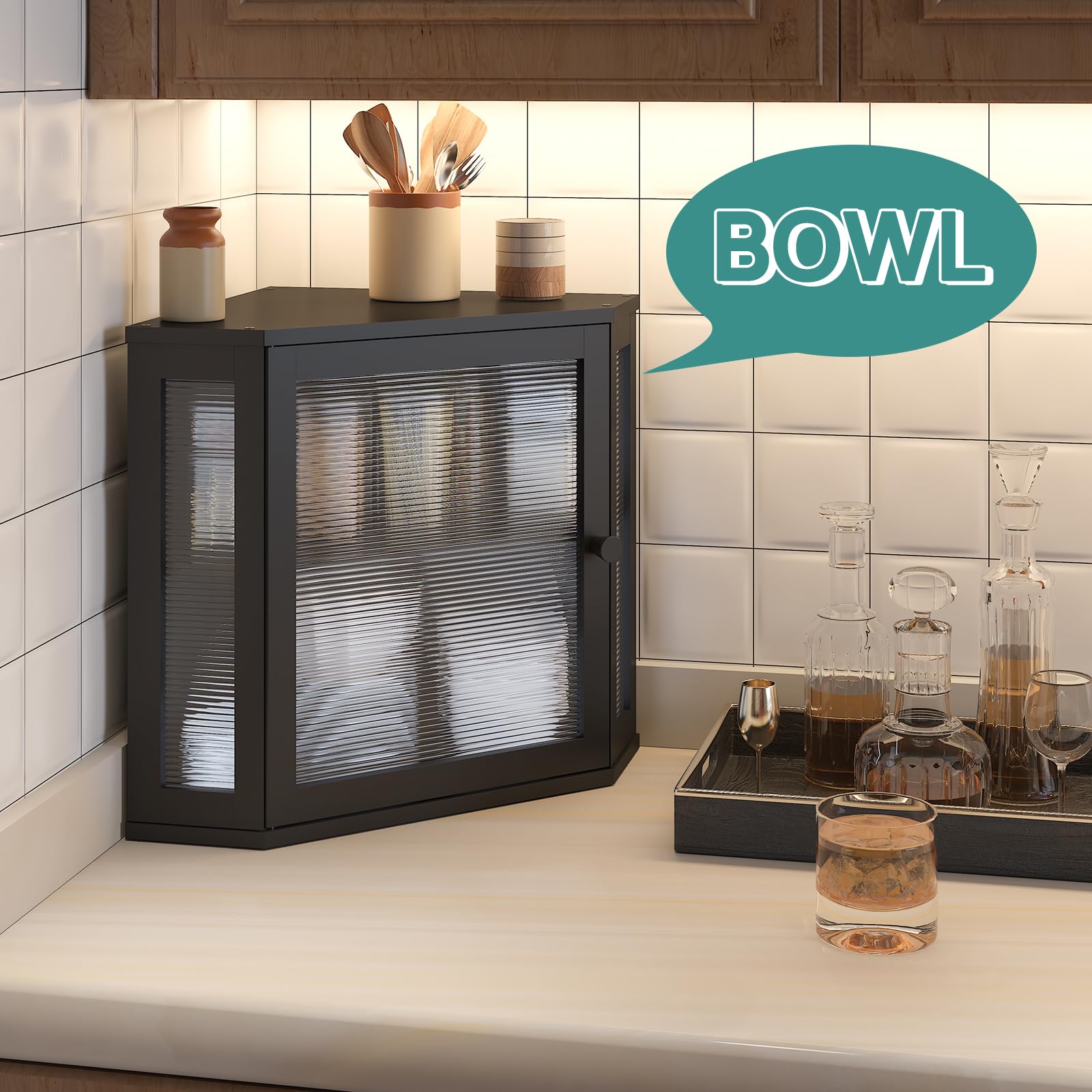 Viewcare acabado negro elegante complementa una cocina moderna.