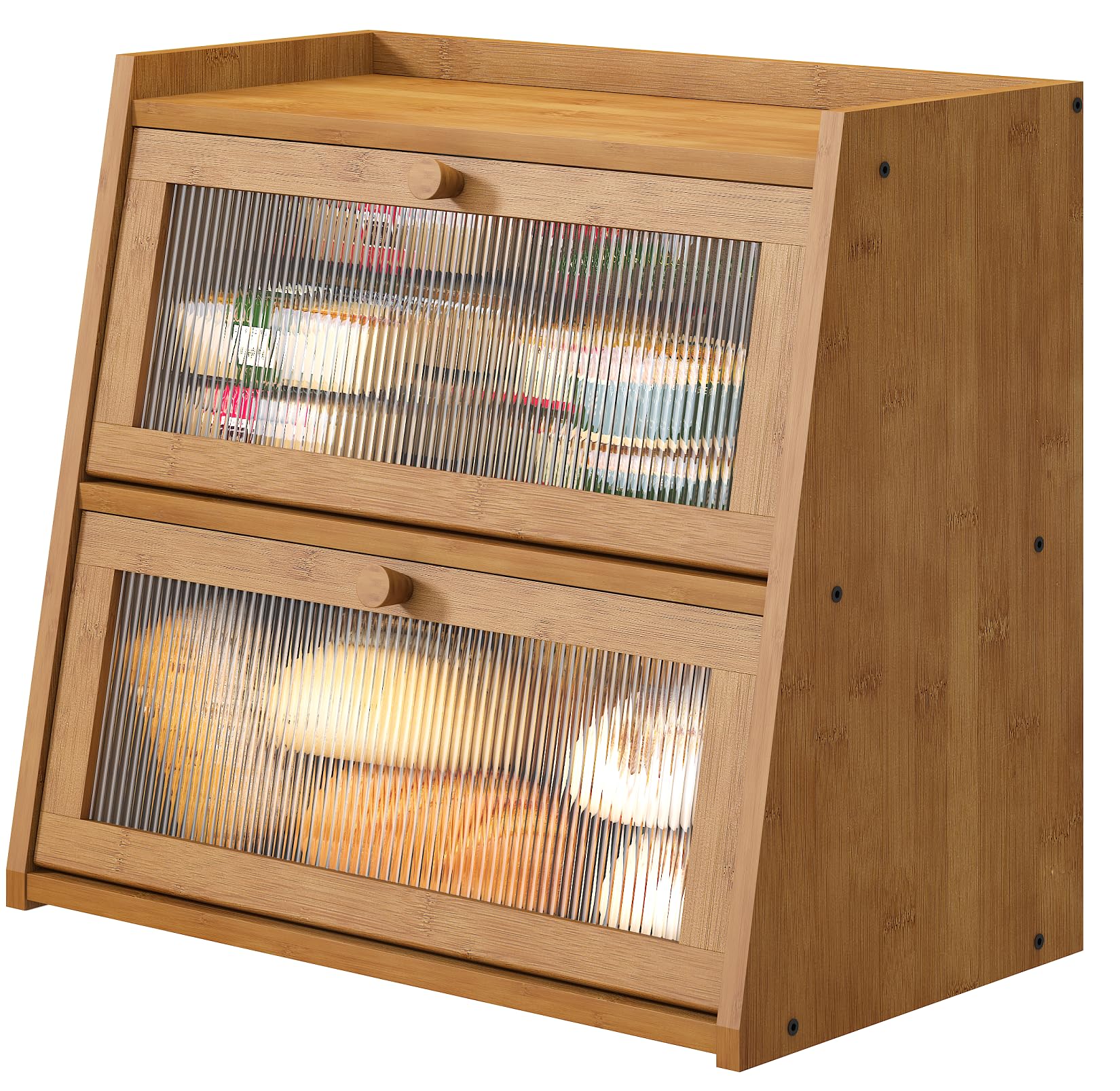 Viewcare: caja-pan grande con doble capa para varias piezas.