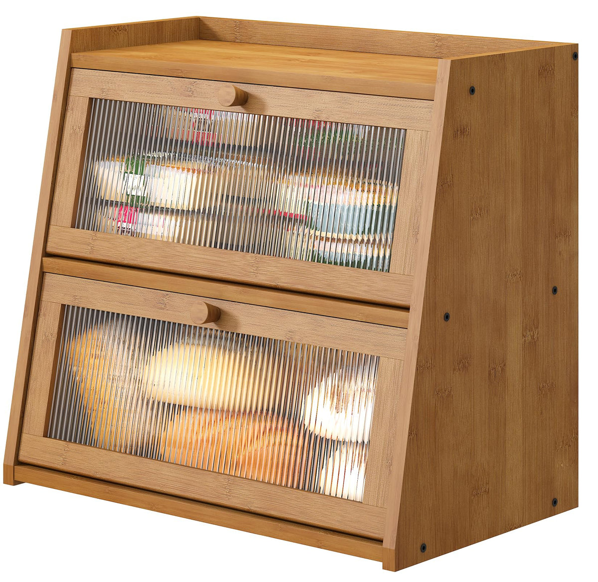 Viewcare: caja-pan grande con doble capa para varias piezas.