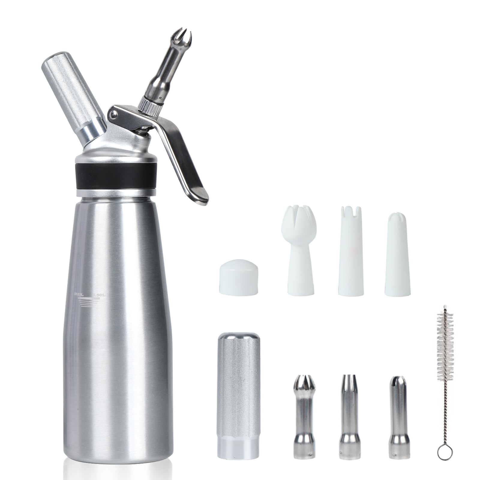 VIGIND dispensador nata 500ml con cuerpo de aluminio resistente para batir crema en casa