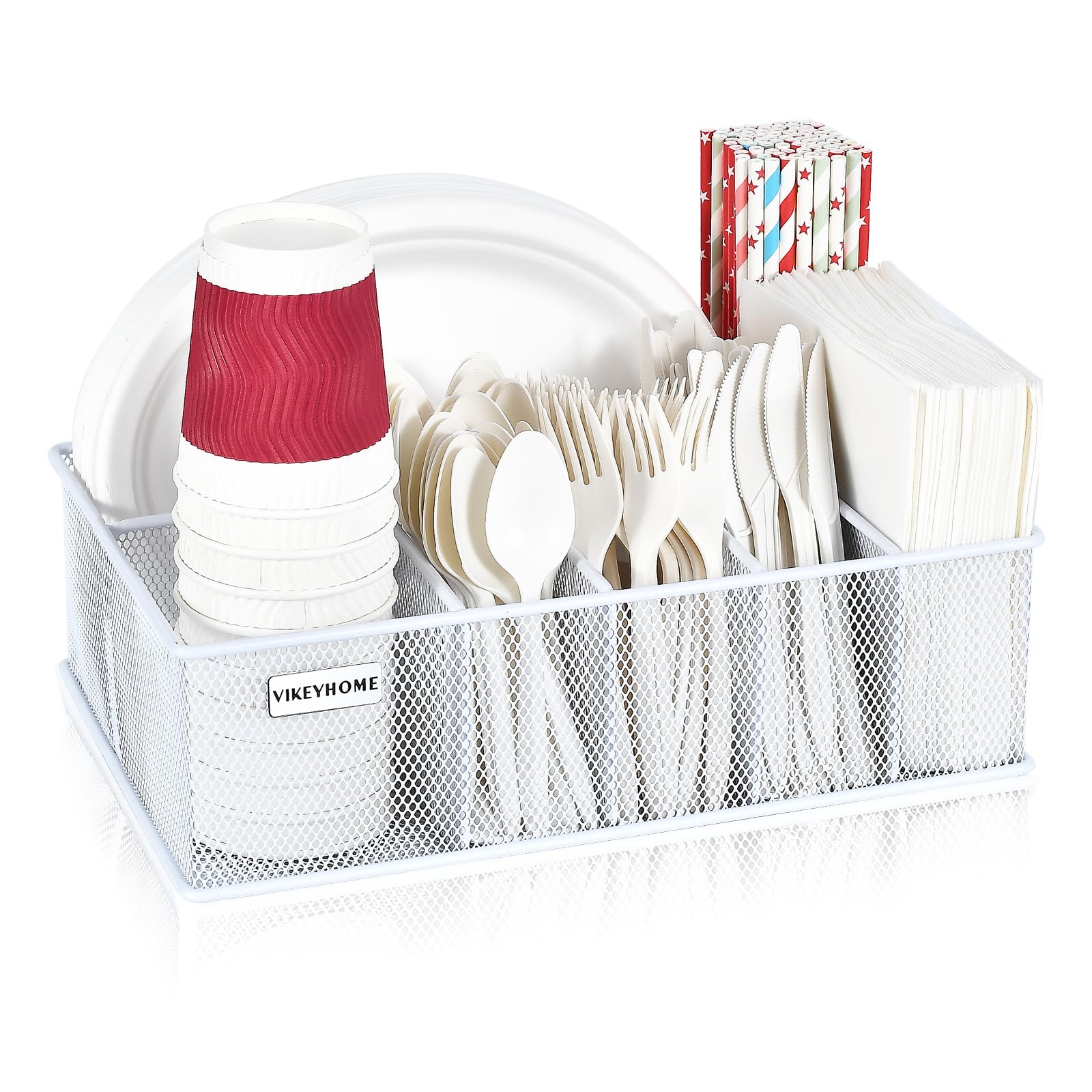VIKEYHOME Organizador de Platos de Papel y Cubiertos: vista general para ordenar