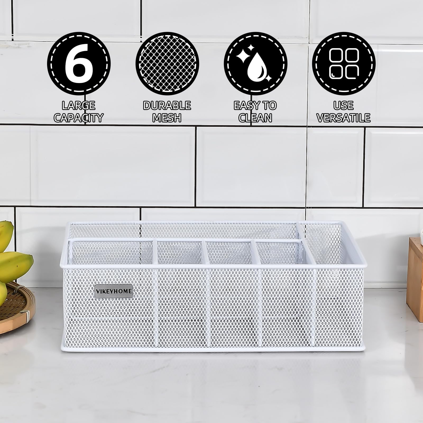 VIKEYHOME Soporte para vasos de metal plateado con espacio para bebidas
