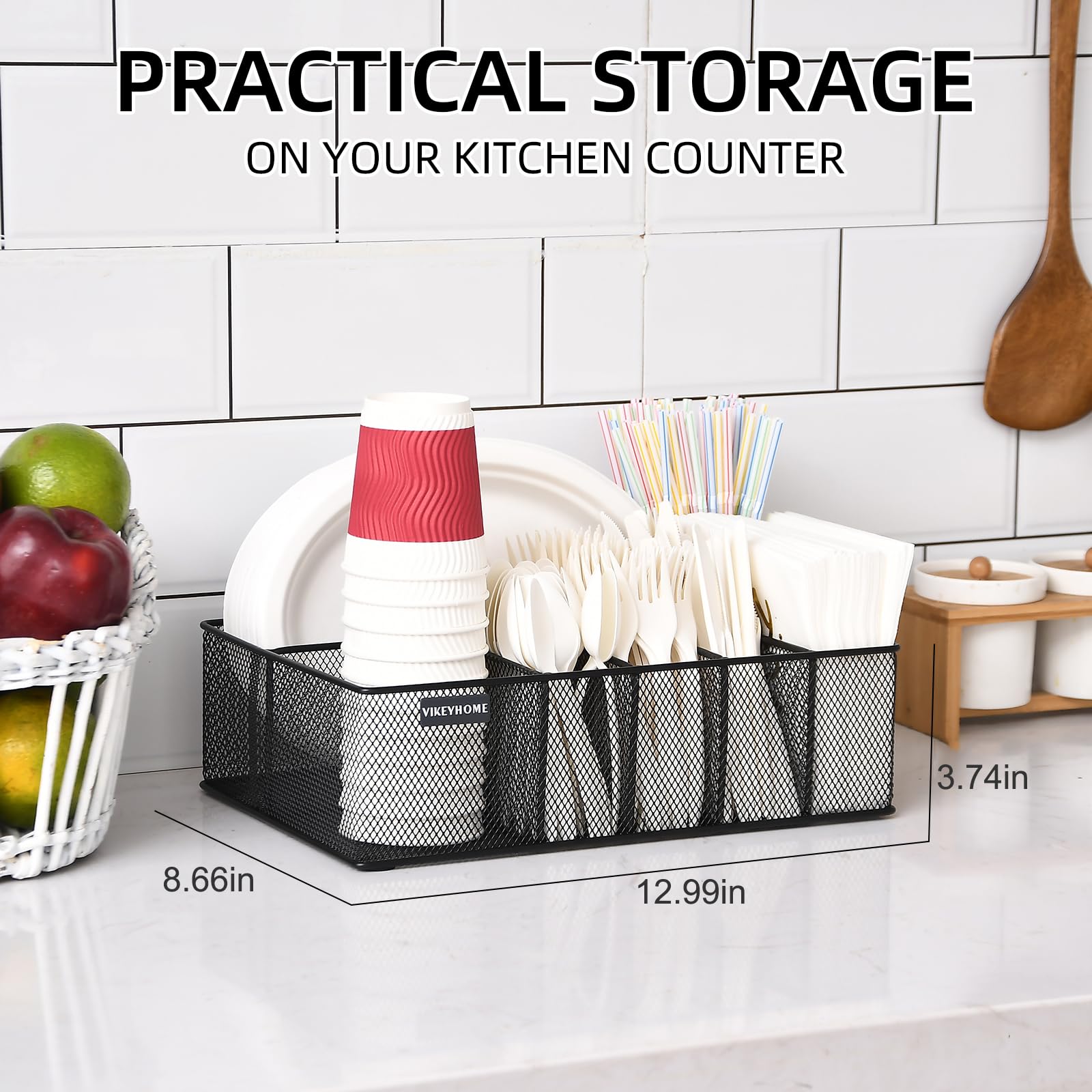 VIKEYHOME organización de seis compartimentos para utensilios y tazas