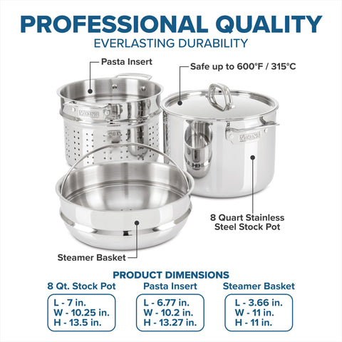 Cesta de vapor Viking permite cocinar al vapor verduras mientras hierve pasta