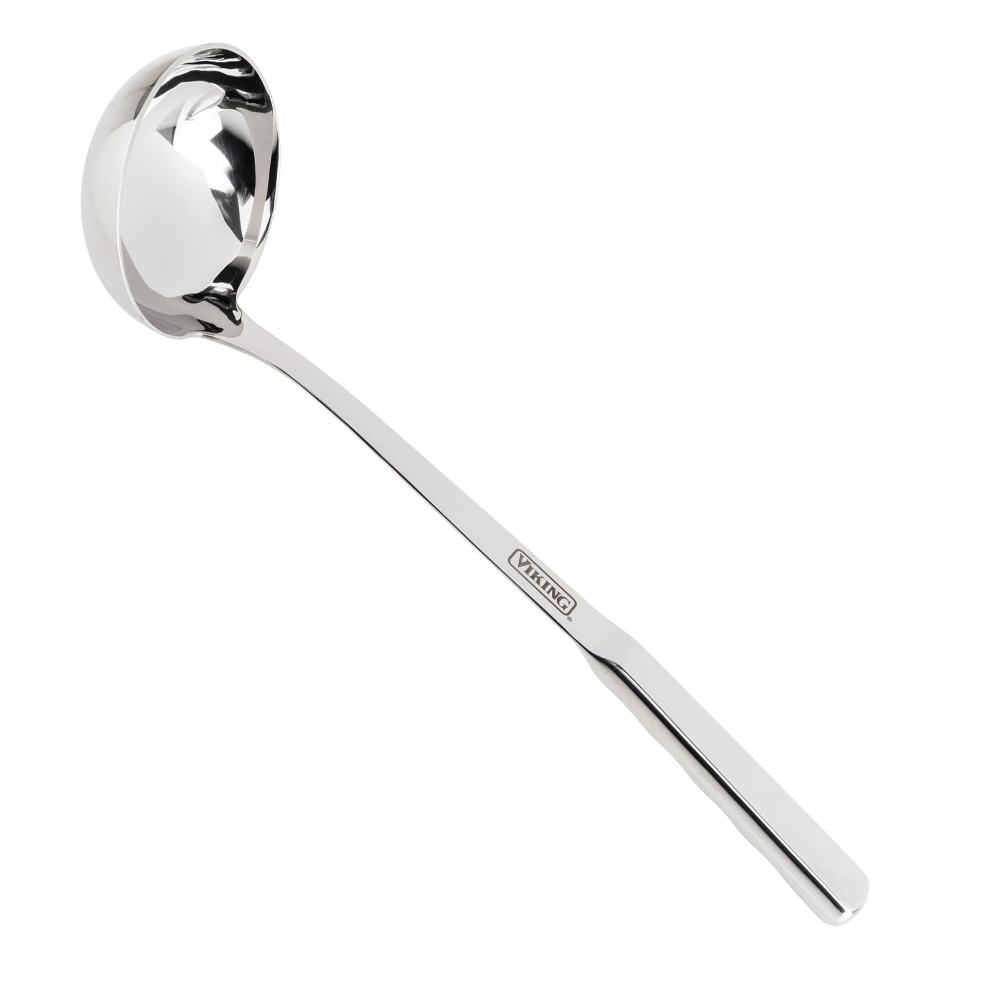 Cucharón profundo Viking en acero inoxidable con mango ergonómico, ideal para servir sopas y guisos.
