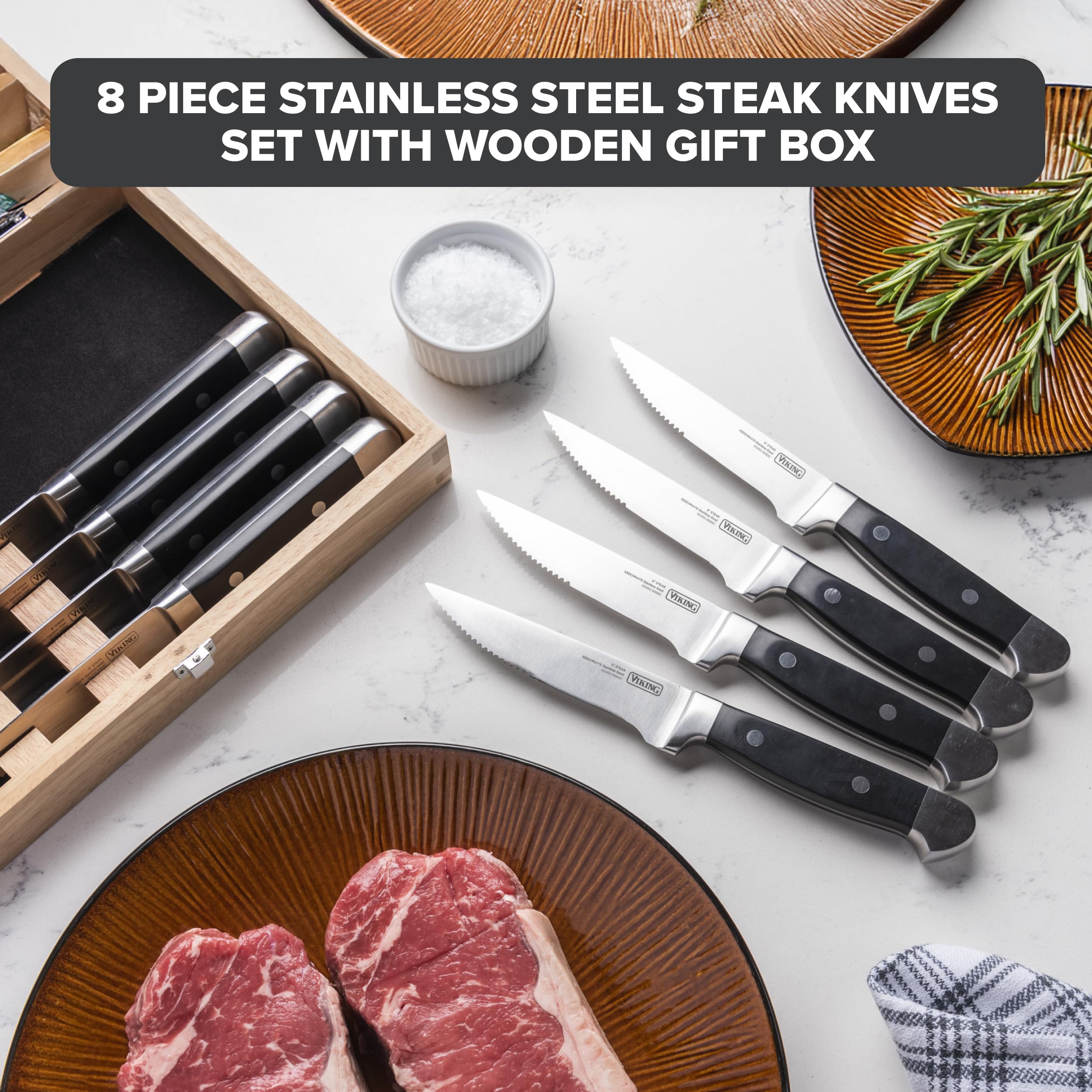 Cuchillo de bistec Viking con filo parcialmente dentado para cortes precisos