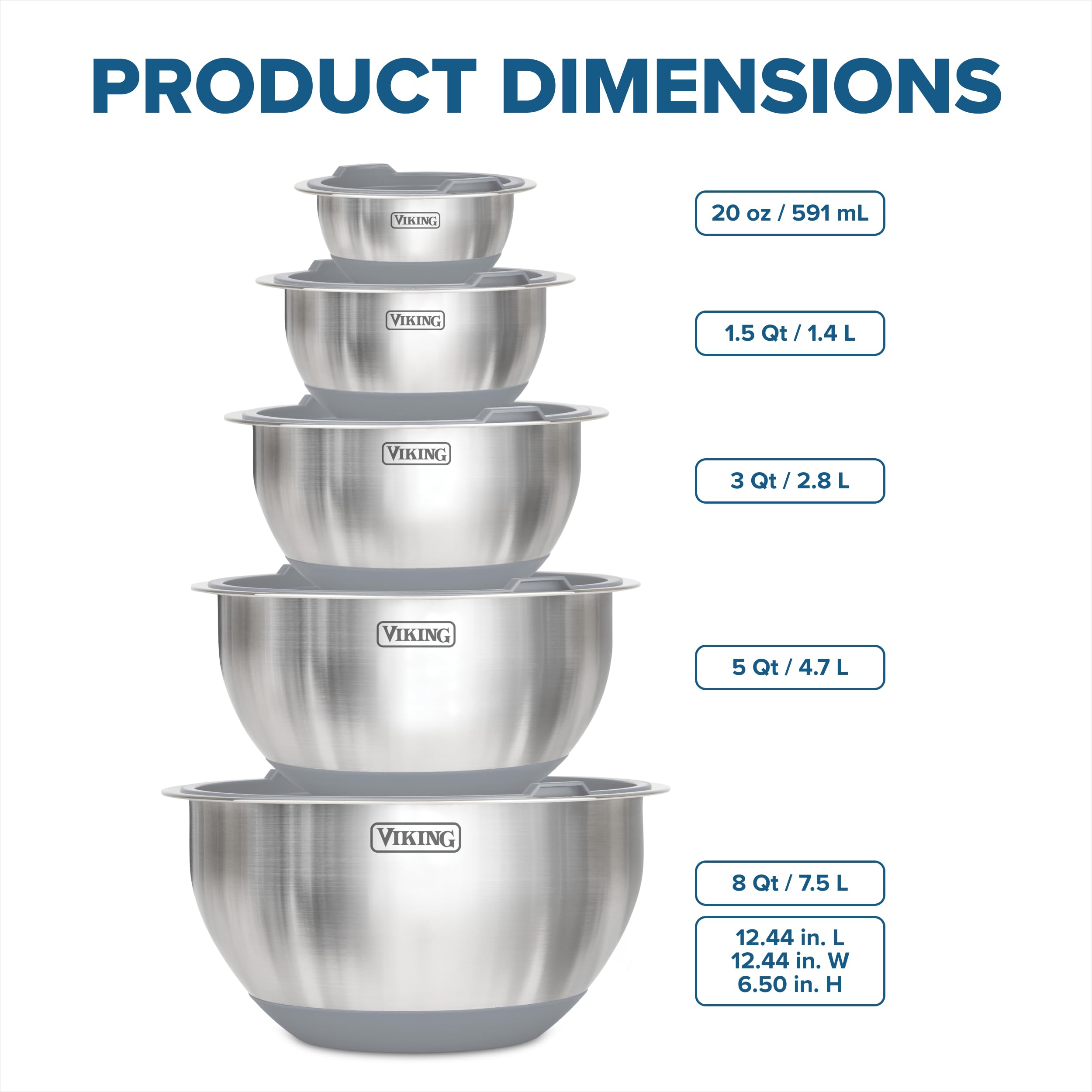 Cuenco Viking 5 qt con tapa libre de BPA para almacenar
