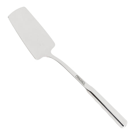 Espátula Viking en acero inoxidable con mango ergonómico para voltear con control.