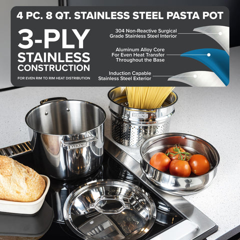 Conjunto Viking de 4 piezas para cocinar pastas y guisos con facilidad