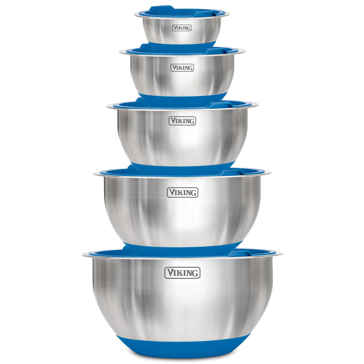 Conjunto Viking de 10 cuencos de acero inoxidable con base antideslizante para mezclar establemente