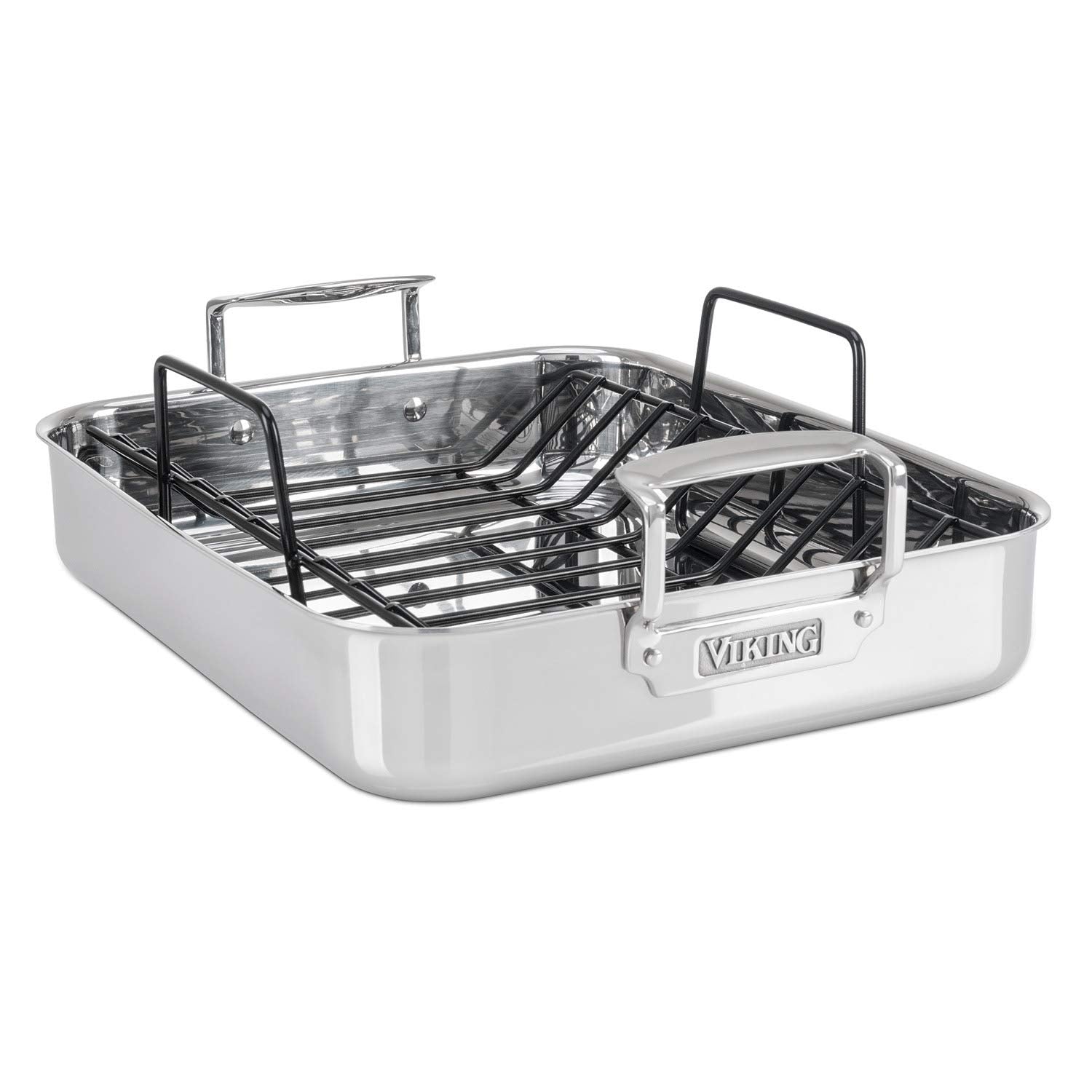 Viking pan para asar 3-ply, 16x13, calor uniforme para asados jugosos.