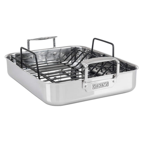 Viking pan para asar 3-ply, 16x13, calor uniforme para asados jugosos.