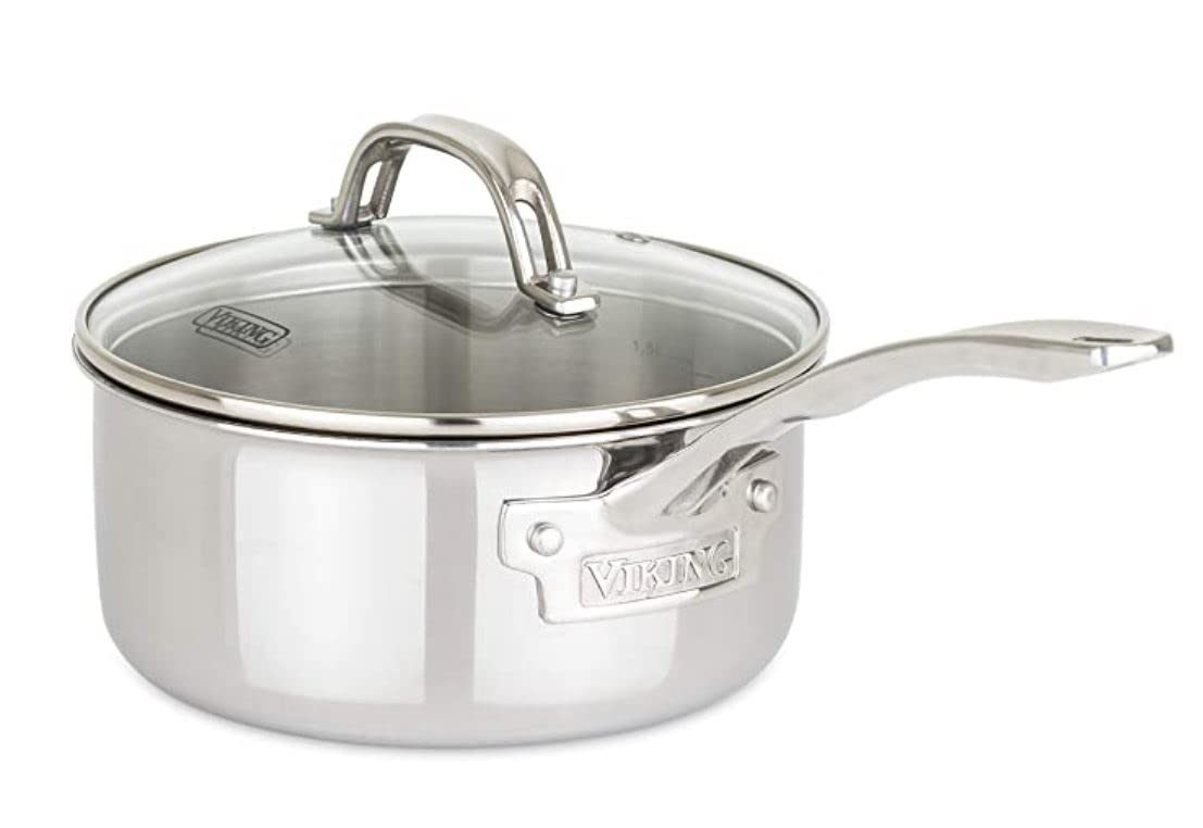 Sartén Viking 3-capas con tapa de cristal, distribución de calor uniforme para cocinar con eficiencia