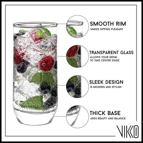 Vikko vaso alto con diseño sutil para bebidas diarias