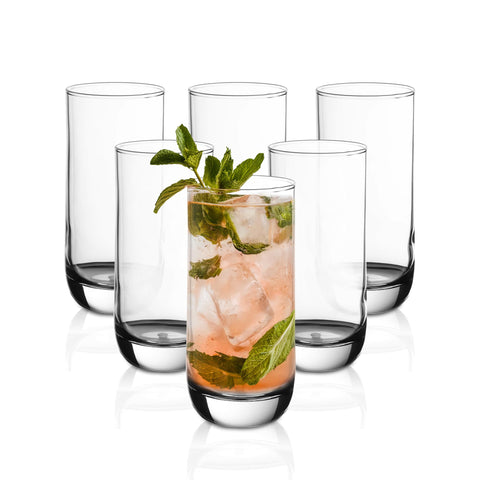 Vikko 12 onzas, conjunto de 6, vaso cristal claro para agua, elegante.