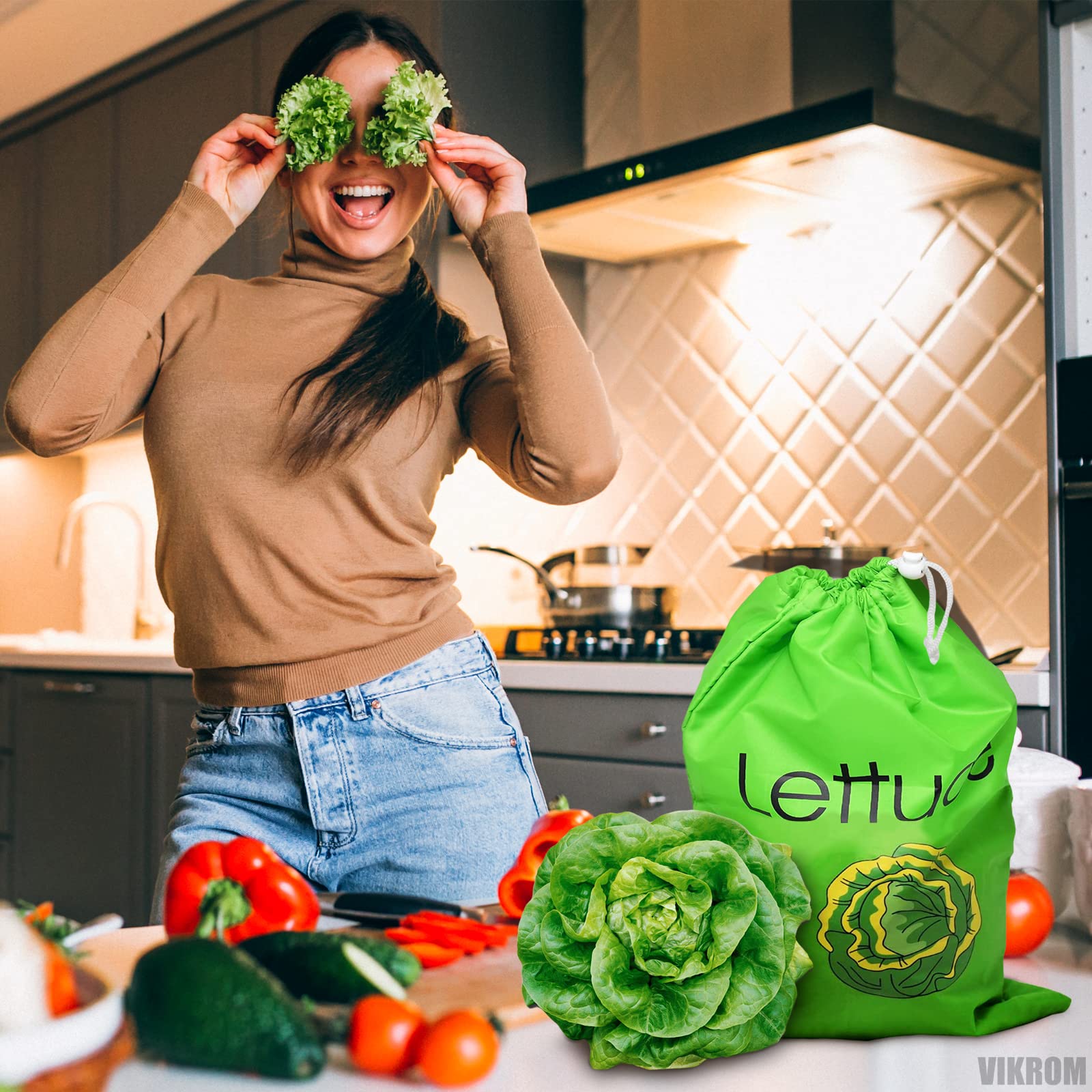 Lettuce Keeper de VIKROM, ideal para lechuga y apio en el refrigerador.
