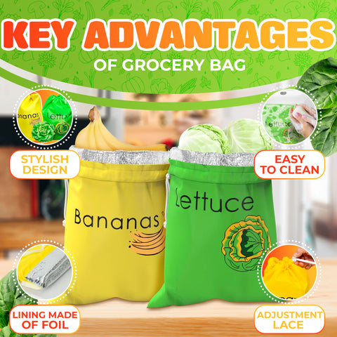Conjunto de bolsas de VIKROM para organización eficiente en el refrigerador.