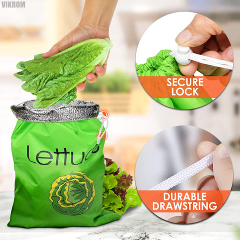 Lettuce Keeper de VIKROM, cierre con cordón, evita moho y reduce desgaste.