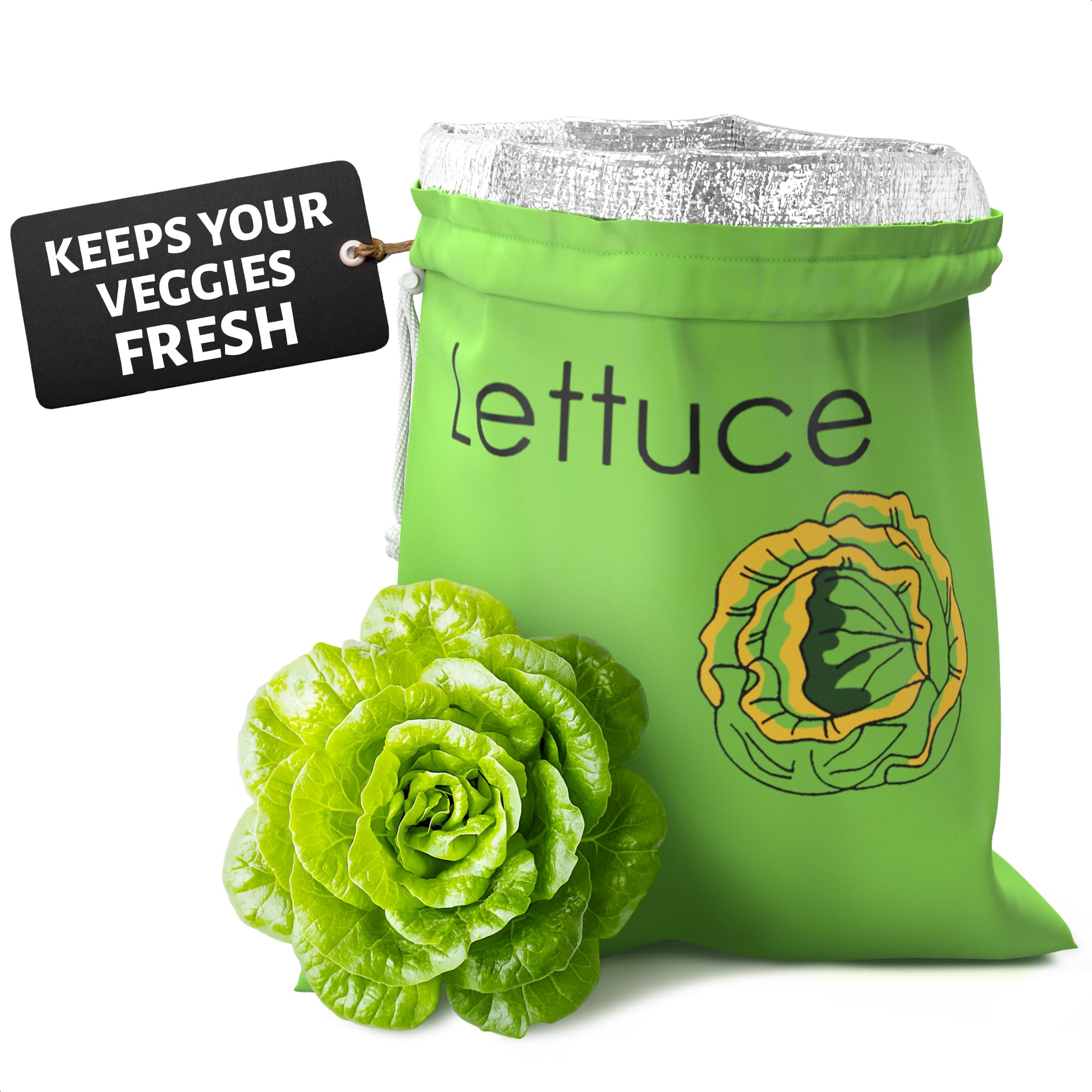 Lettuce Keeper de VIKROM, bolsa 3-capas, mantiene lechuga fresca por más días.