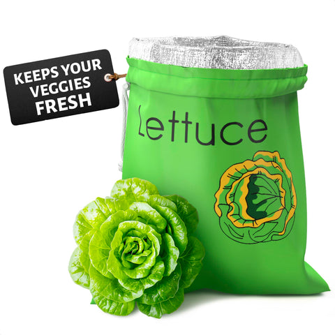 Lettuce Keeper de VIKROM, bolsa 3-capas, mantiene lechuga fresca por más días.