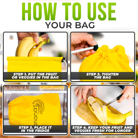 Limpieza fácil con la bolsa Vikrom para plátanos, reutilizable