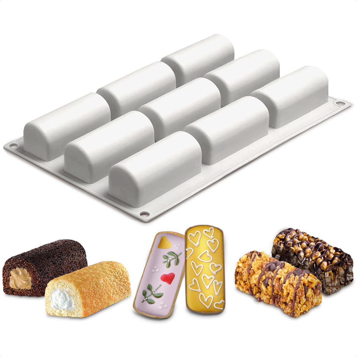 VIKROM molde silicona 9 cavidades para postres, desmolde fácil y horneado uniforme.