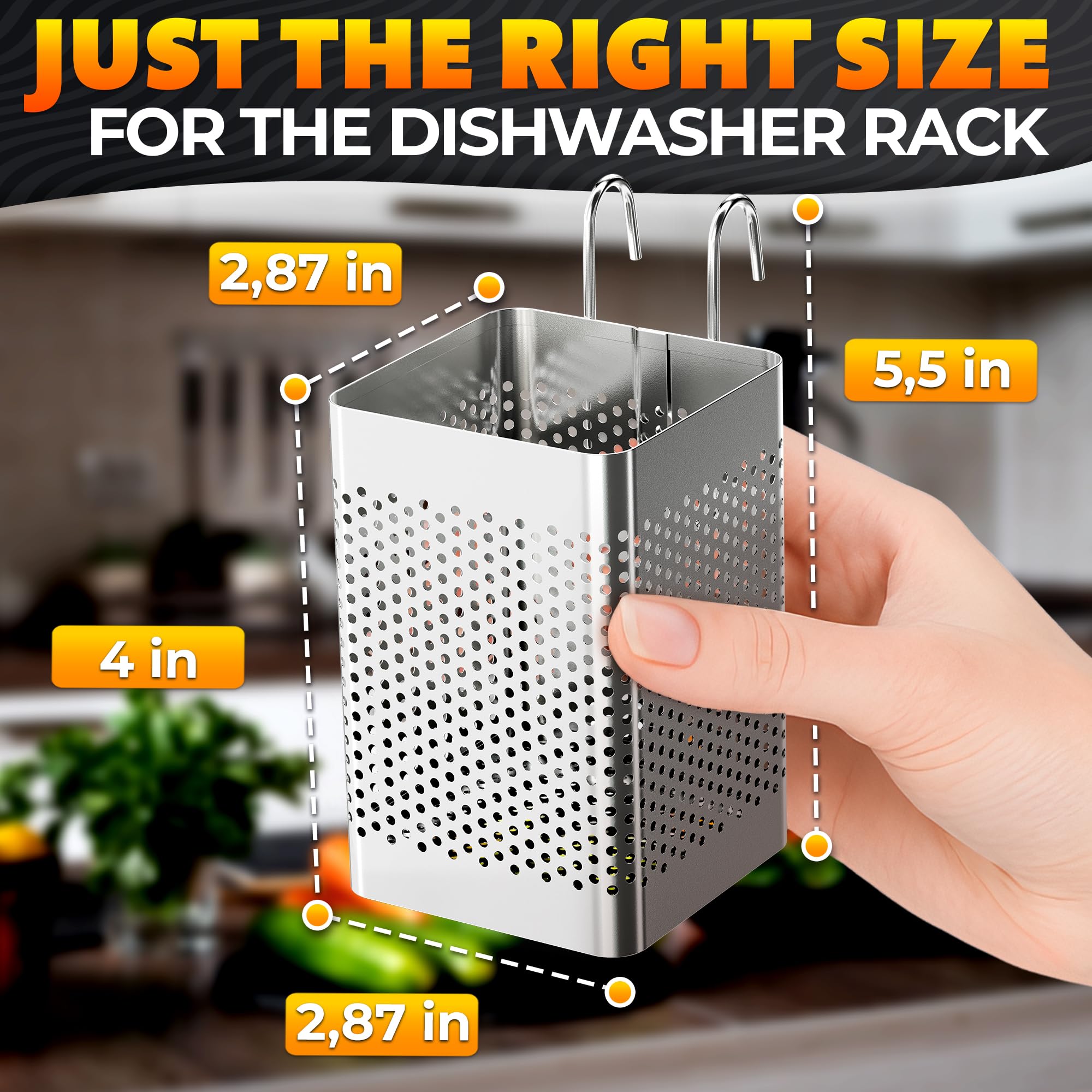 Organizador de utensilios Vikrom en acero inoxidable perforado.