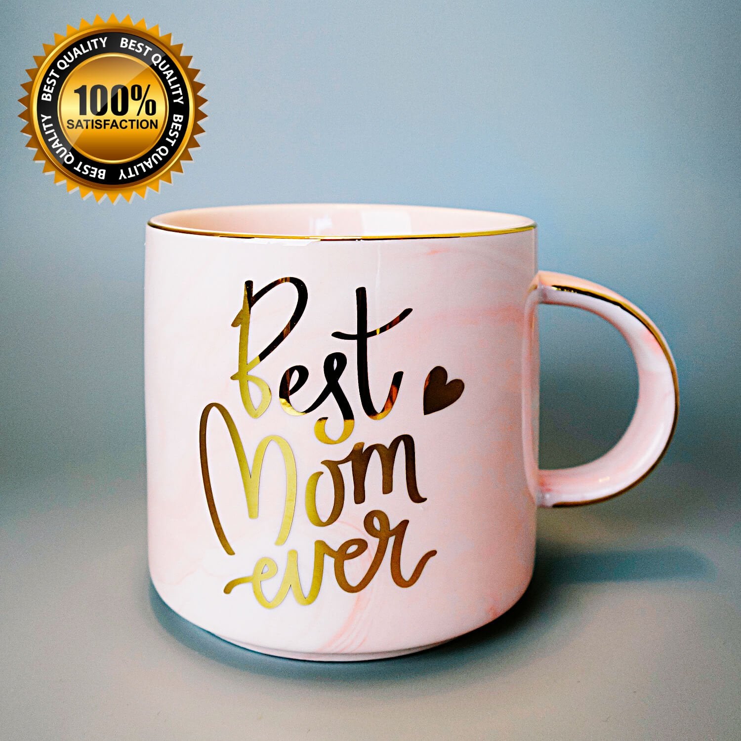 Taza Vilight marmol rosa con detalle artesanal, pieza única para regalar.