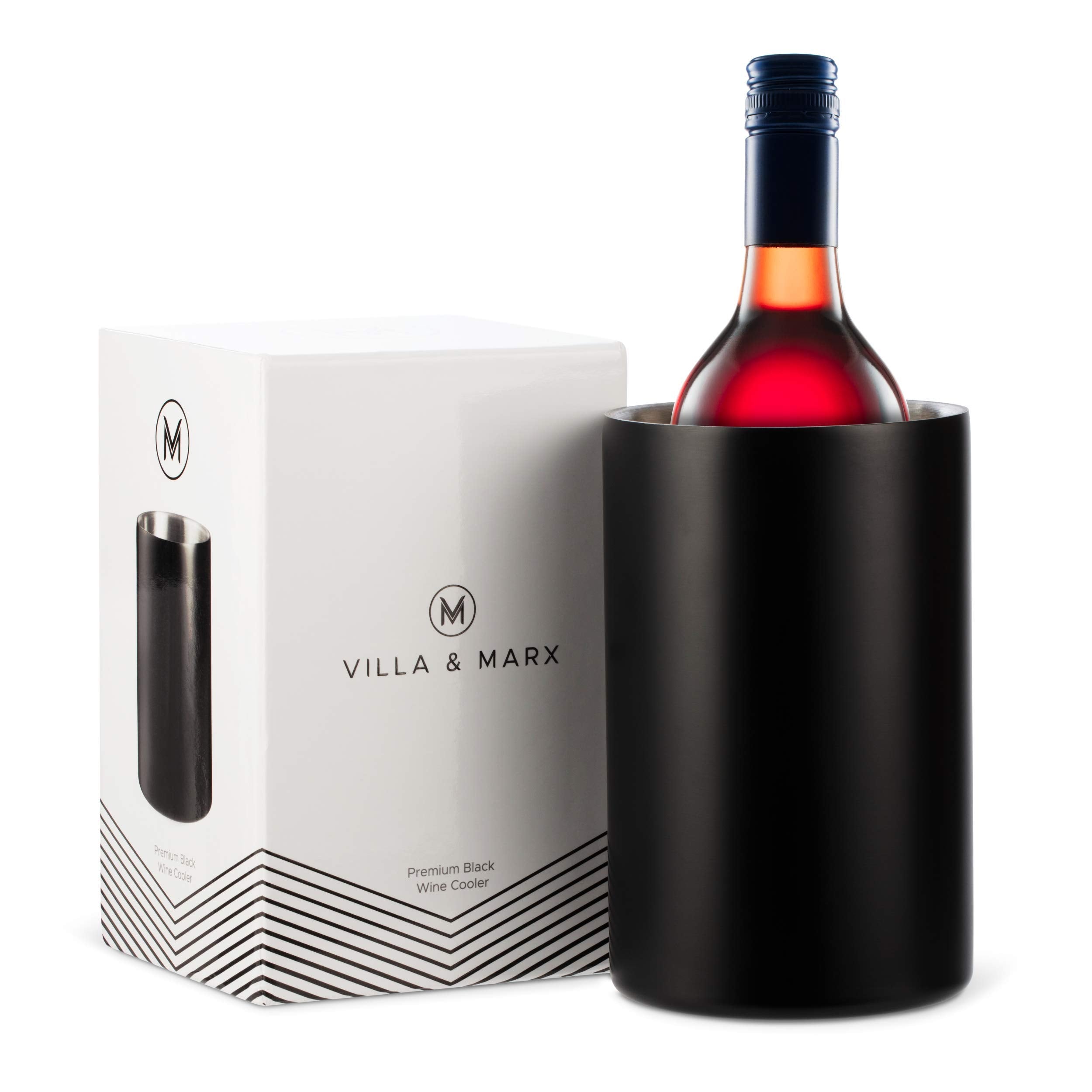 Villa & Marx balde champagne, doble pared, negro, mantiene fría la botella sin hielo.