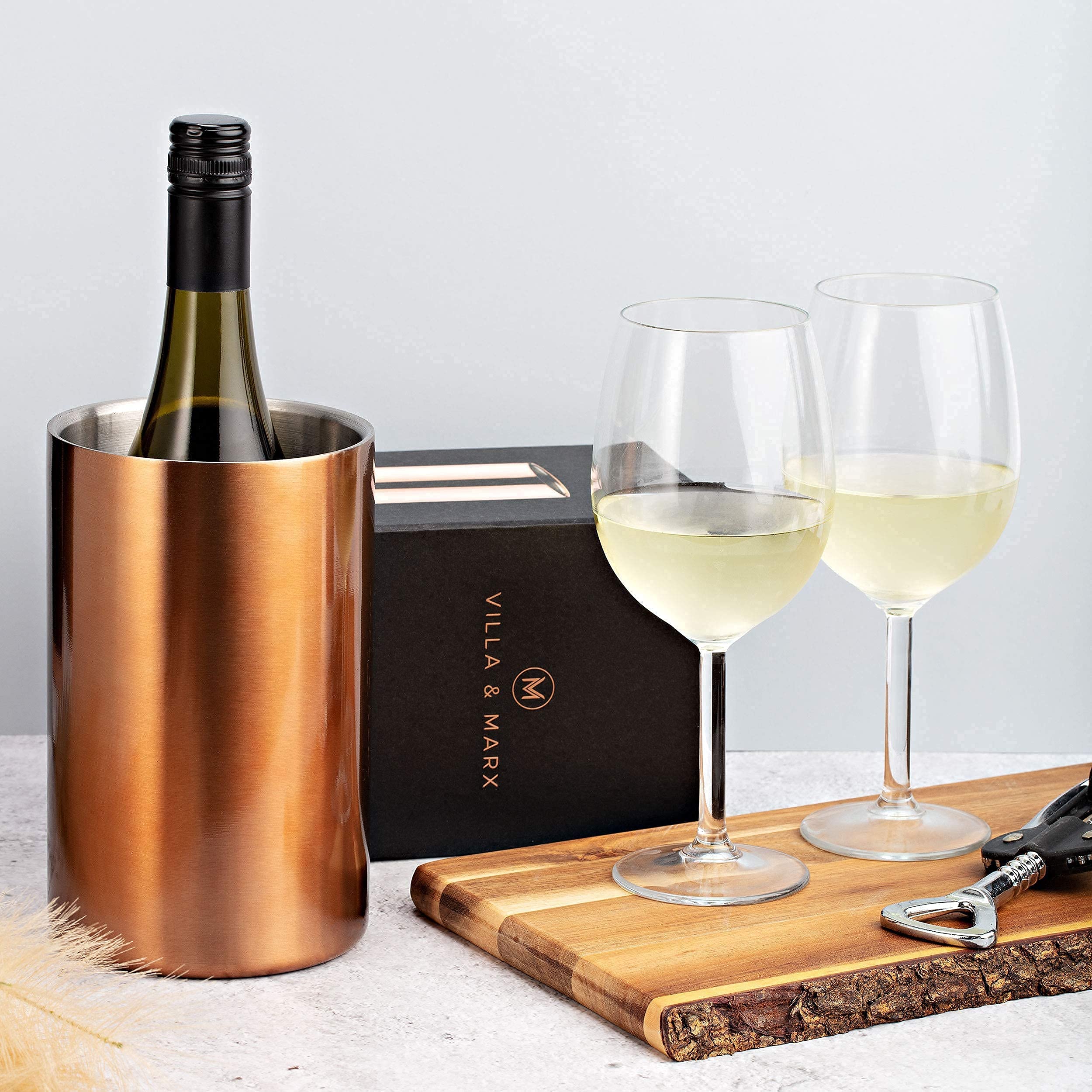 Villa & Marx Enfriador de vino cobre, caja-regalo para sorprender.