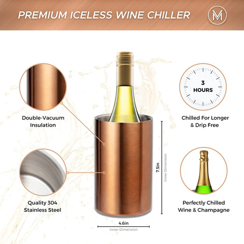 Villa & Marx Enfriador de vino cobre, doble pared para enfriar sin hielo.