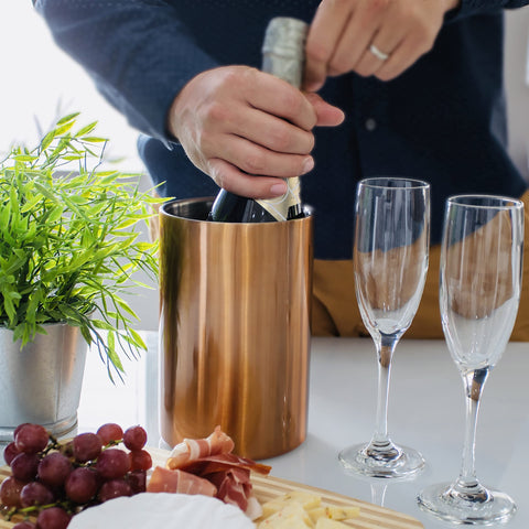 Villa & Marx Enfriador de vino cobre, uso versátil para diversas botellas.