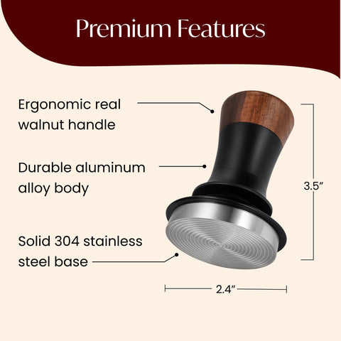 VIN FRESCO prensador espresso 54mm, ajuste de profundidad para prensado preciso