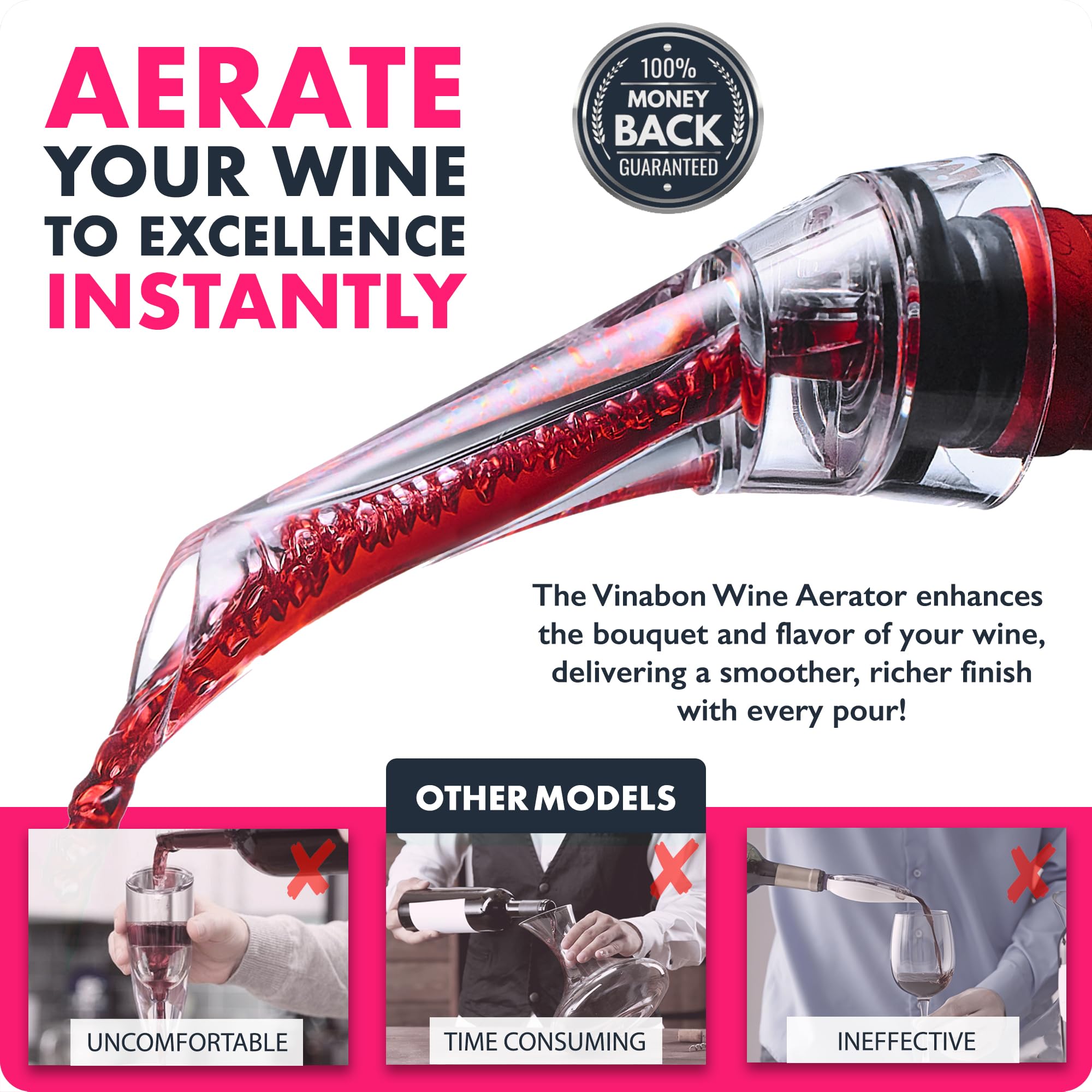 VINABON Aerador con tapon antigoteo: servicio limpio y preciso
