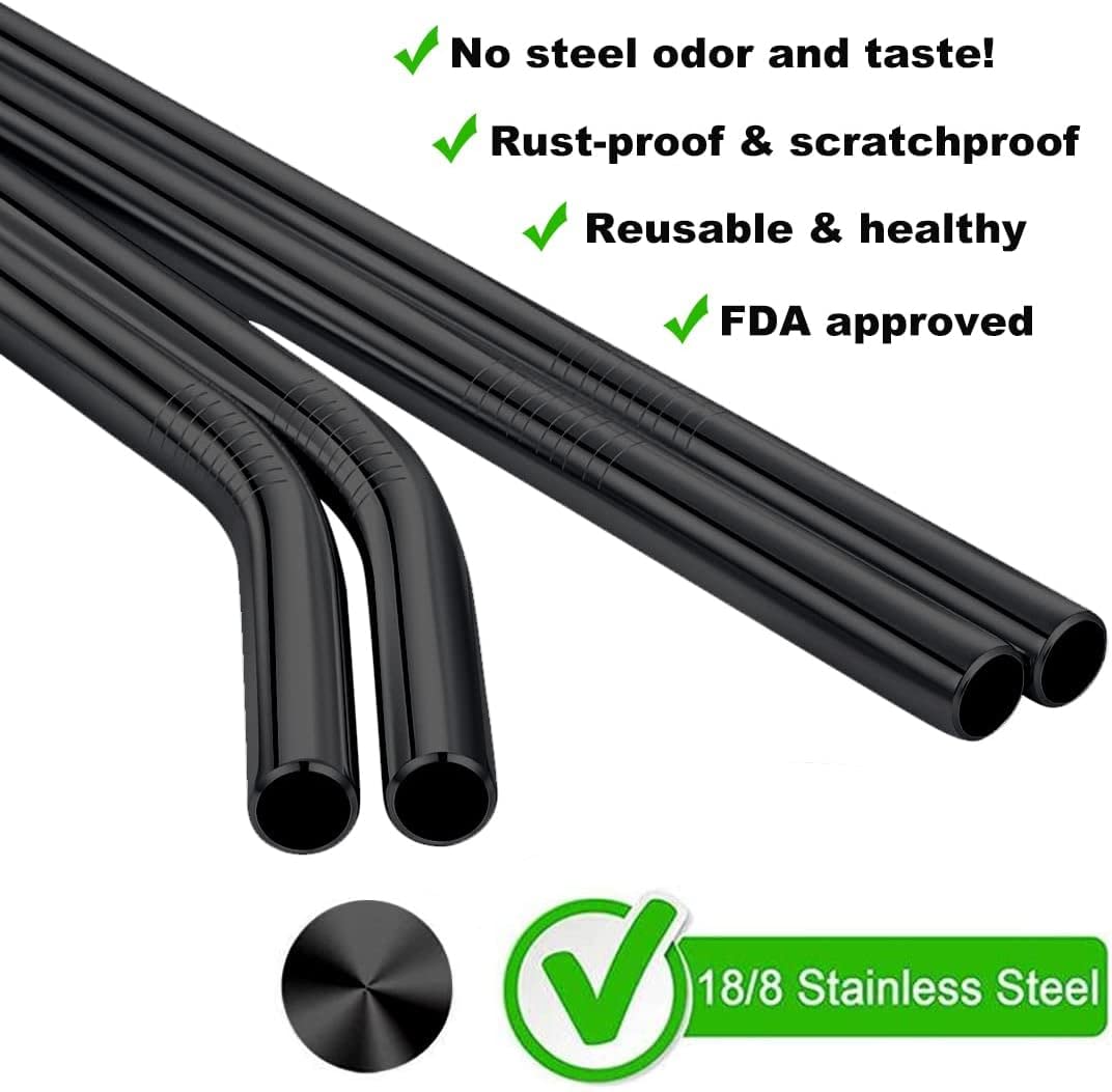 Vinaco paja curva de acero inoxidable 10,5 pulgadas para batidos espesos