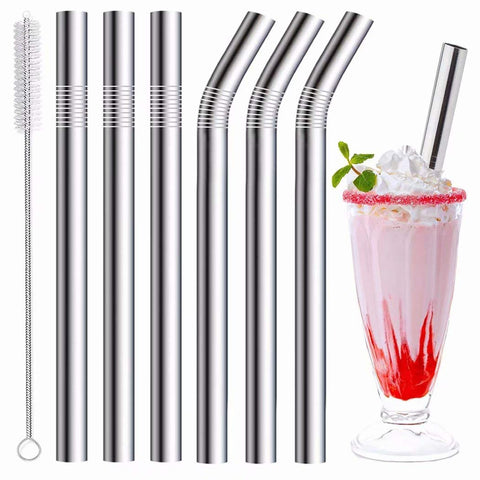 Pajitas Vinaco de acero inoxidable anchas para batidos, duraderas y fáciles de limpiar.