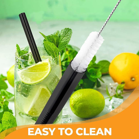 Vinaco set de 6 pajillas negras reutilizables para bebidas